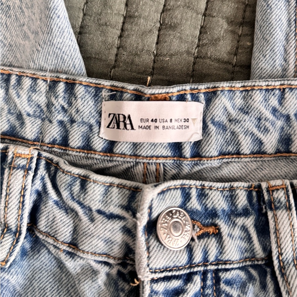 Zara Light Wash Straight Jeans - Pale Blue - Picture 2 of 3